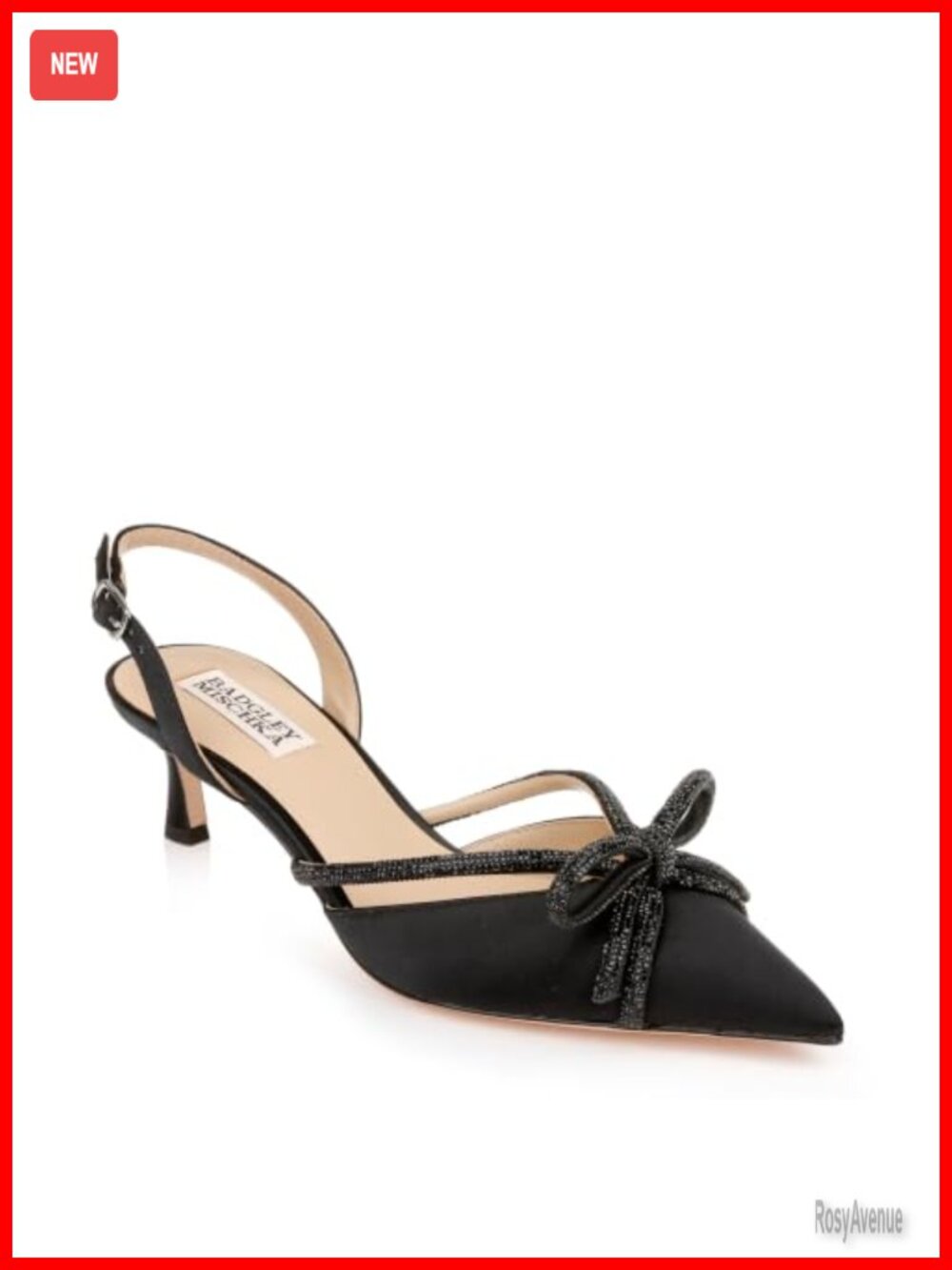Badgley Mischka Angelina Slingback Kitten Heels Leather Lining